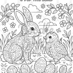 Bunny and Bird Coloring Page