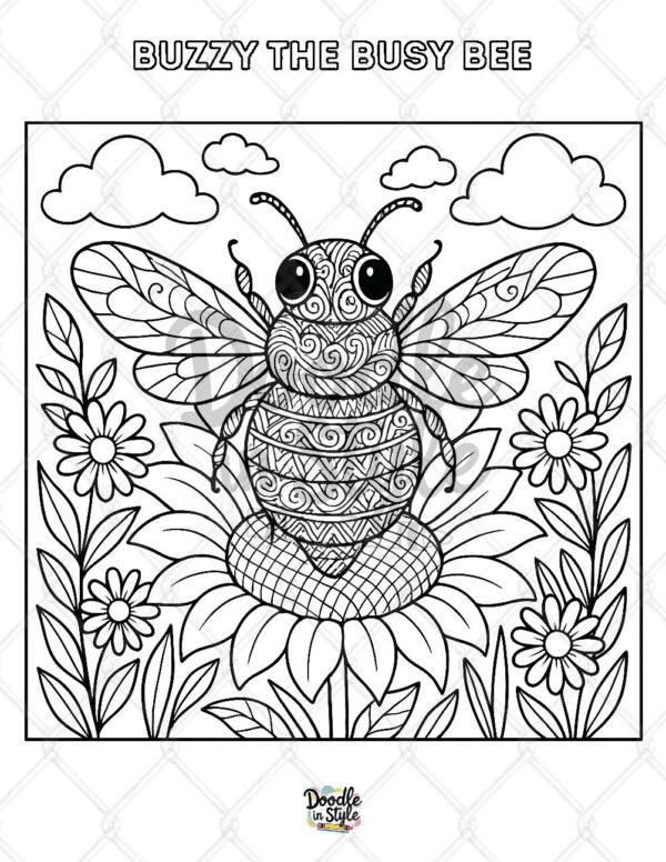 Buzzy the busy bee coloring page