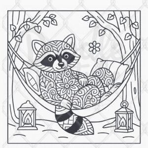 rocky the dreamy raccoon coloring page