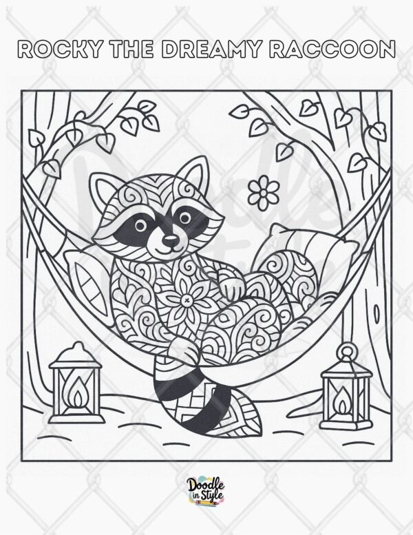 rocky the dreamy raccoon coloring page