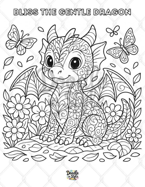 bliss the gentle dragon coloring page