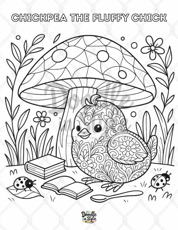 chickpea the fluffy chick coloring page